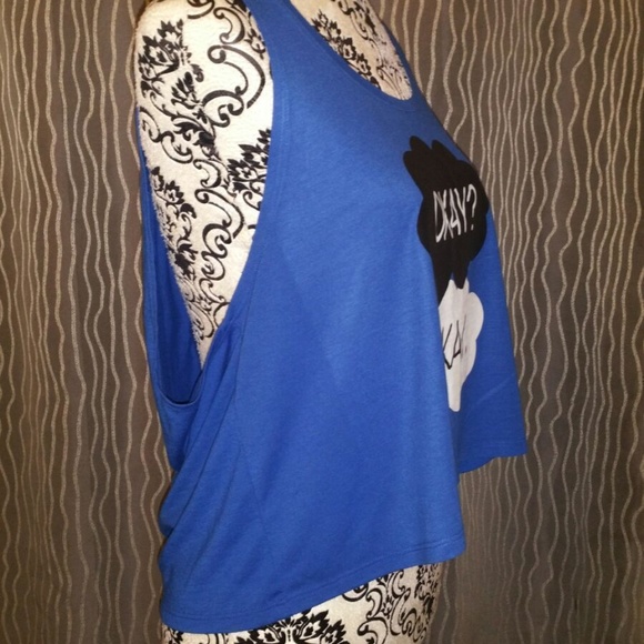 FAULT IN OUR STARS cobalt blue tank top OKAY L XL - Picture 4 of 6